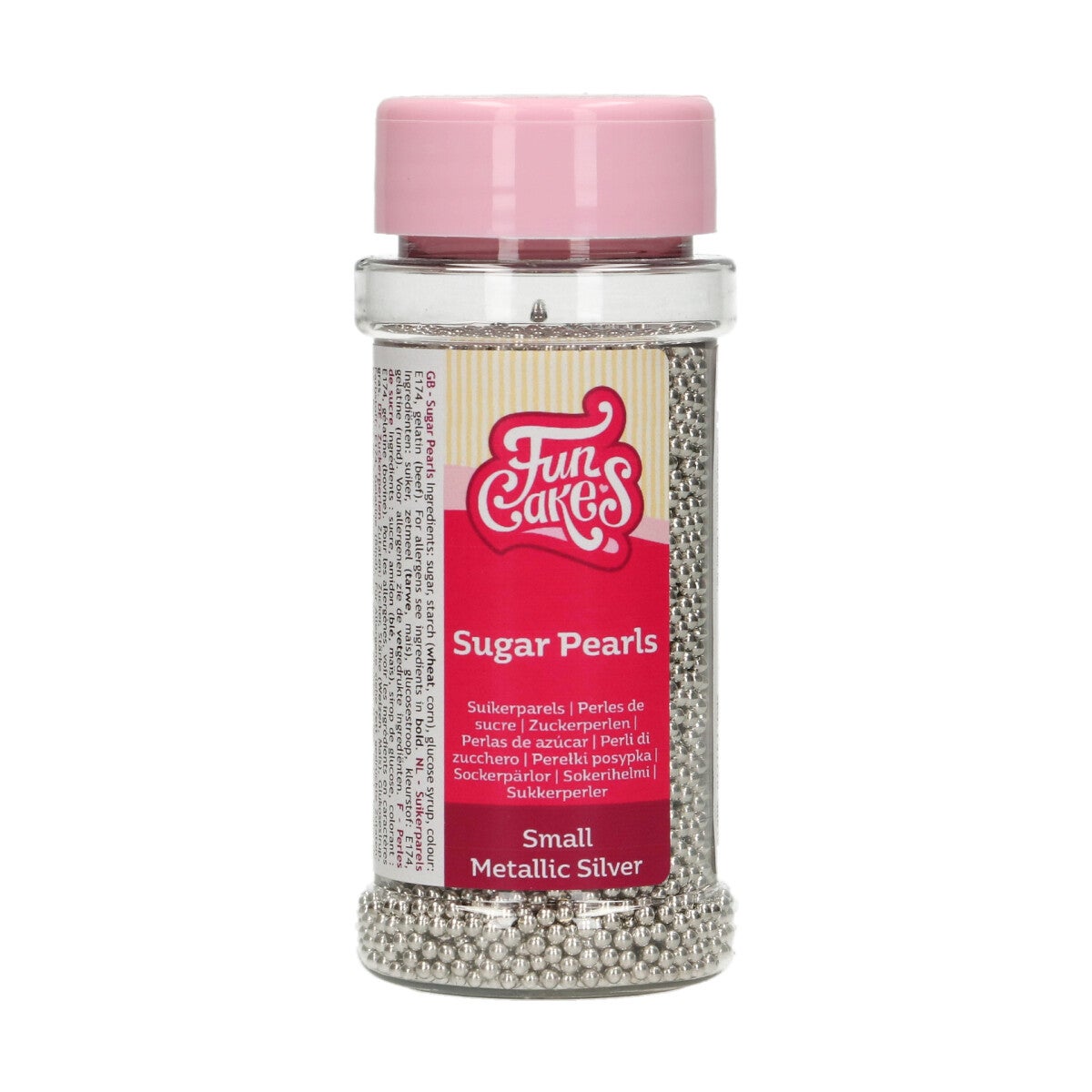 FunCakes Perles en Sucre Petit Argent Métallique 80 g