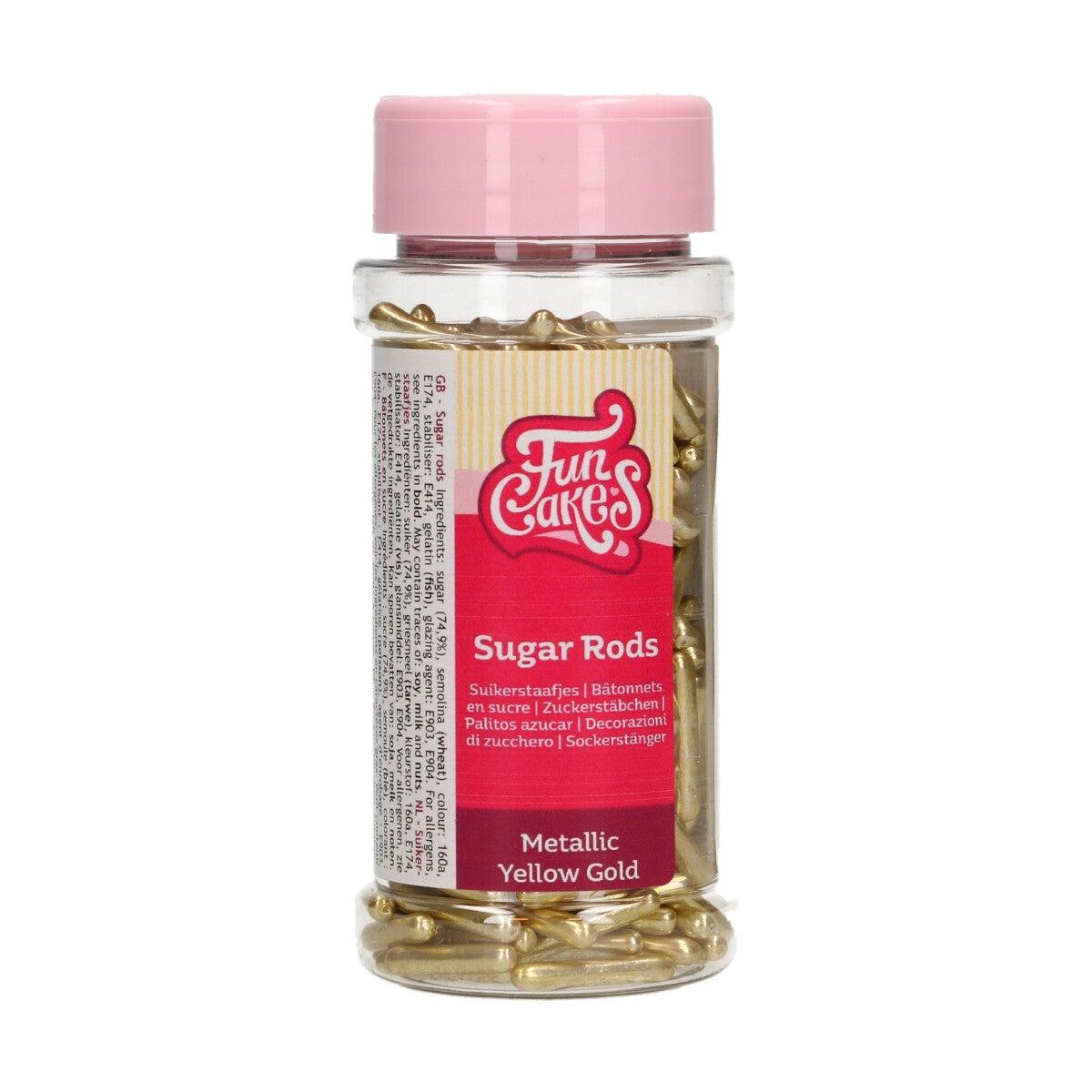 FunCakes Metallic Sugar Rods XL -Yellow Gold- 70g
