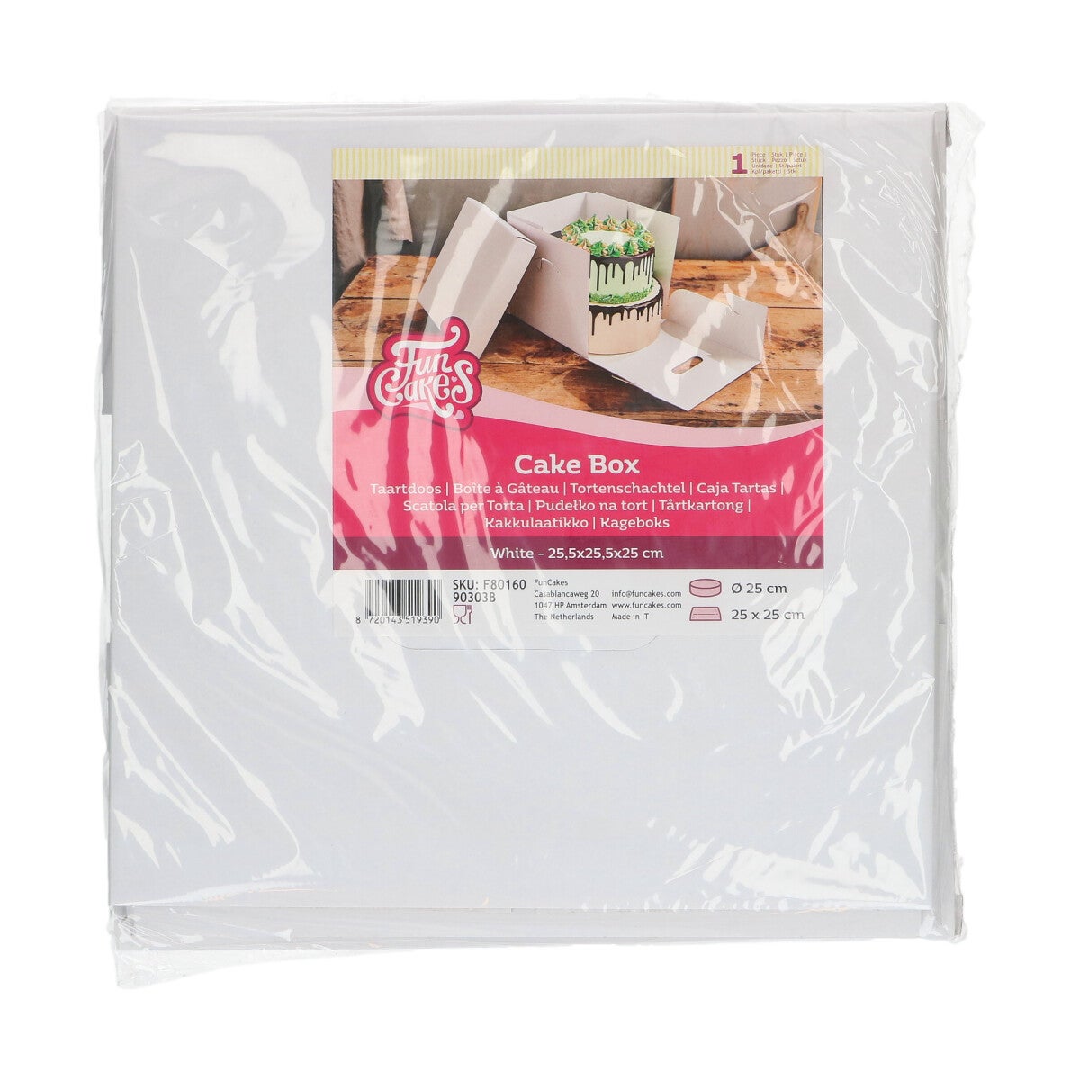 FunCakes Boîte à Gâteau Blanc 25.5x25.5x25cm pcs/1