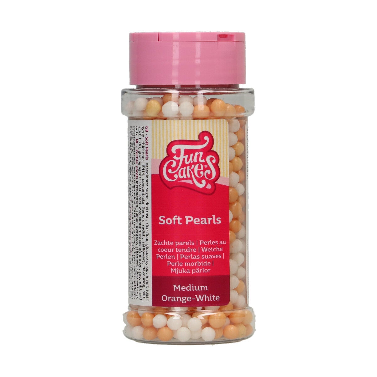 FunCakes Soft Pearls Medium Orange/Blanc 60 g