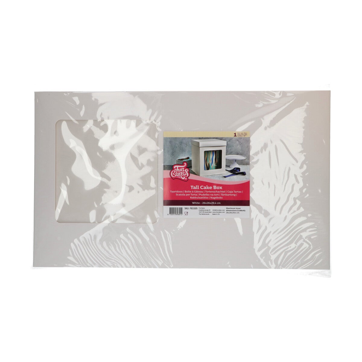 FunCakes Tall Cake Box 26 x 26 x 29,4 cm - Blanc
