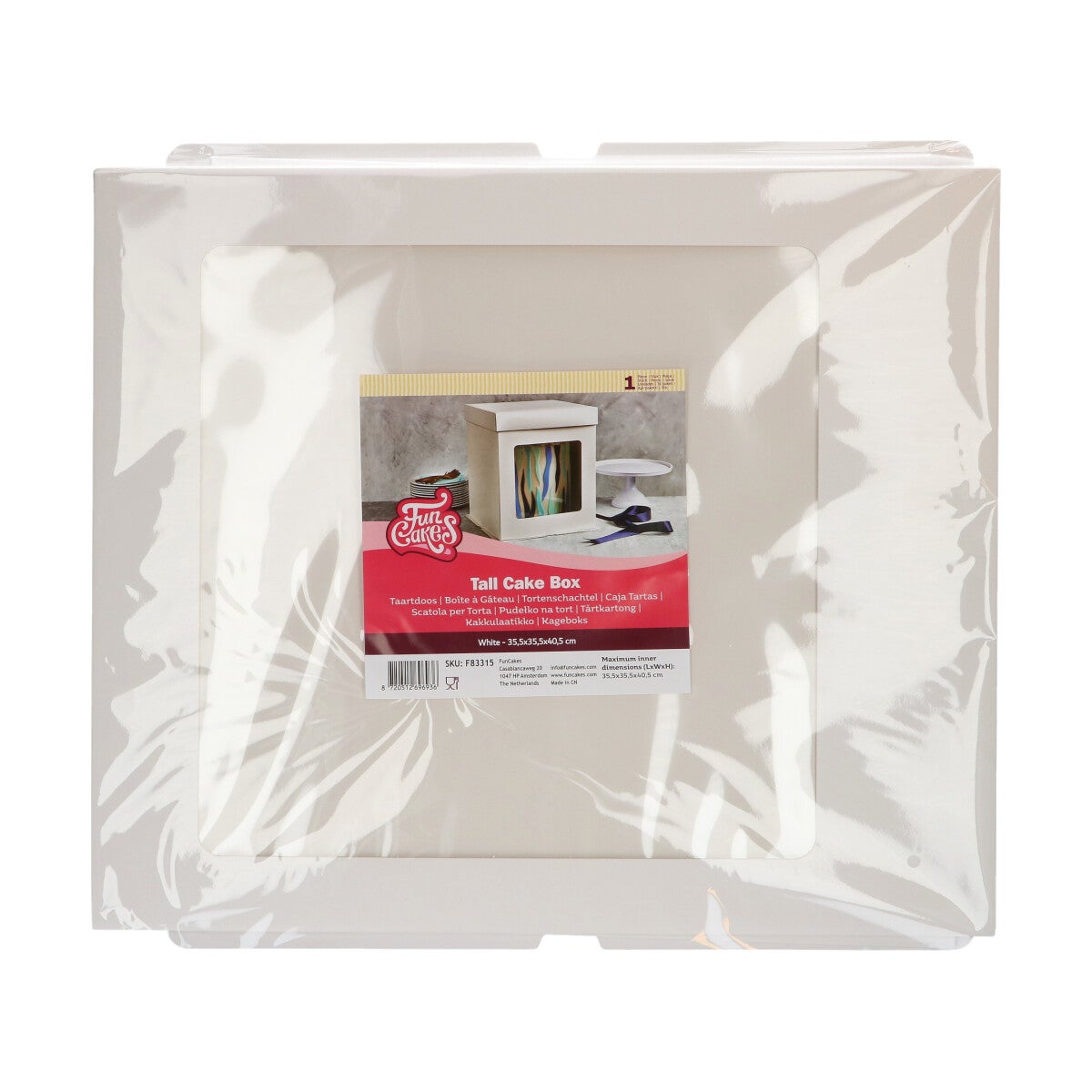 FunCakes Tall Cake Box 35,5 x 35,5 x 40,5 cm - Blanc