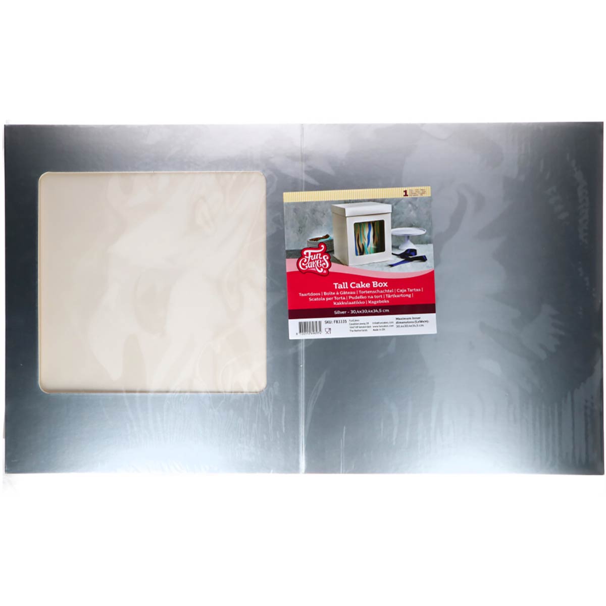 FunCakes Tall Cake Box 30,4 x 30,4 x 34,5 cm - Argent
