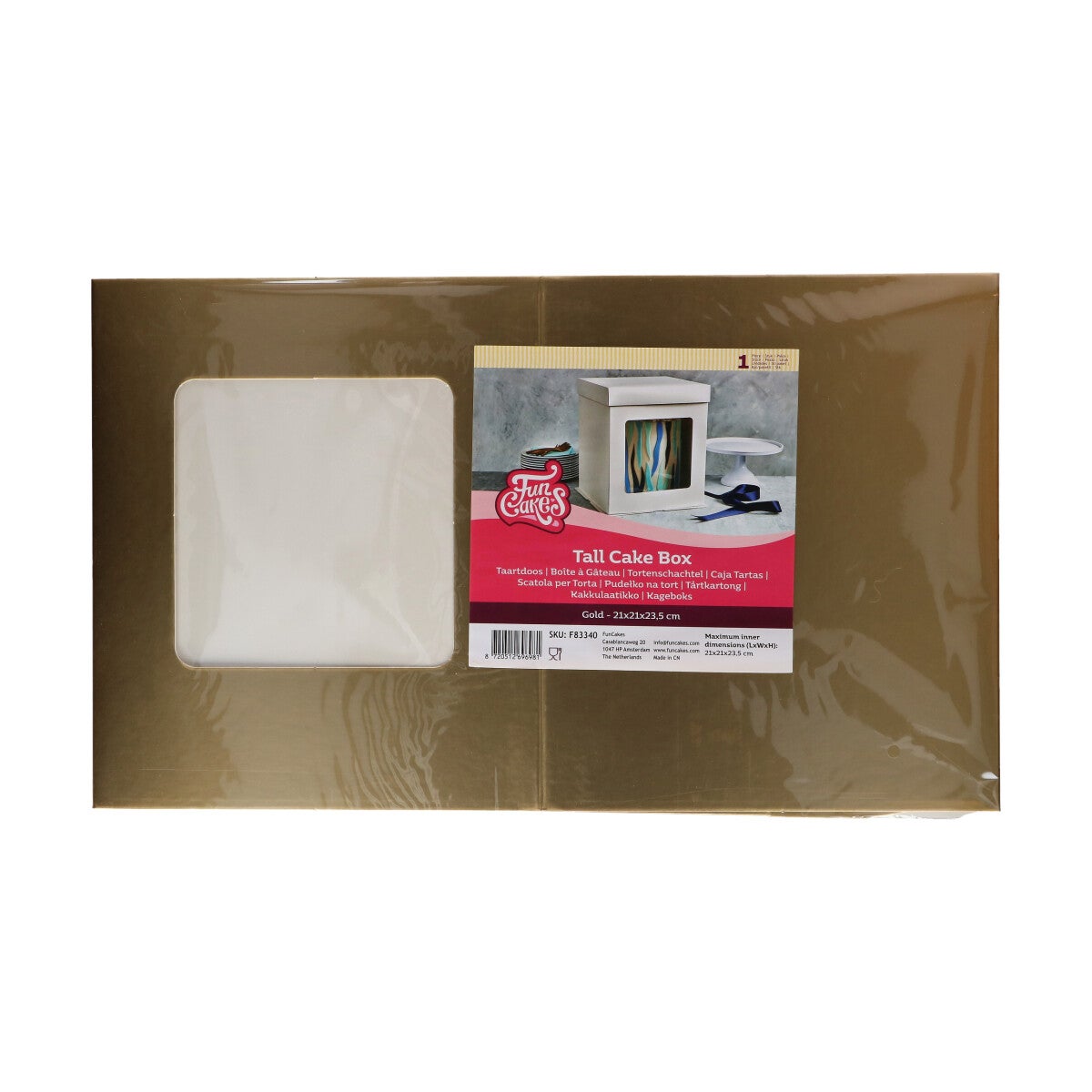 FunCakes Tall Cake Box 21 x 21 x 23,5 cm - Or