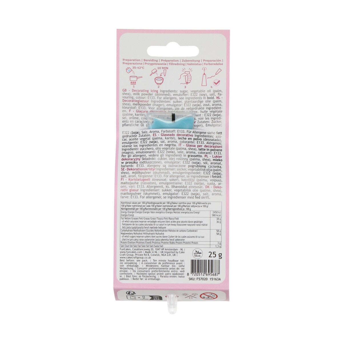 FunCakes Écrivain de Choco 25 g Sky Blue