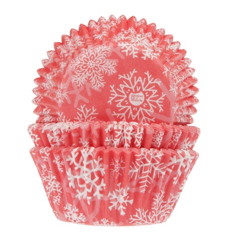 House of Marie Baking Cups Snow Crystal Red pk/48