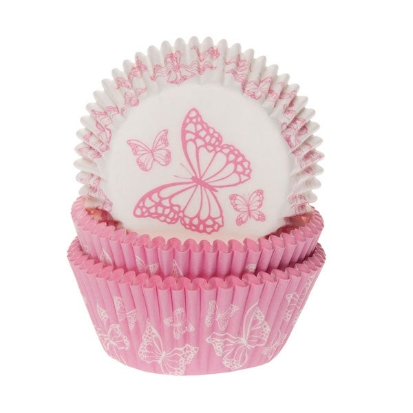 House of Marie Caissettes à Cupcakes Papillon Rose pcs/48