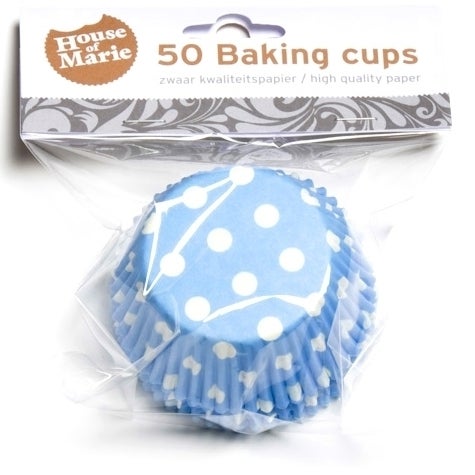 House of Marie Baking cups Polkadot Blue - pk/50