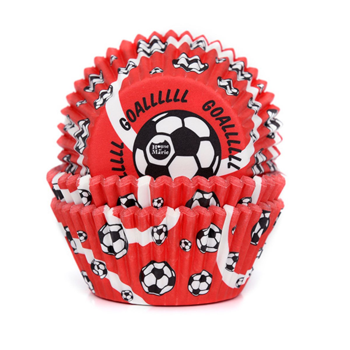 House of Marie Baking Cups Rouge But de Football pk/50