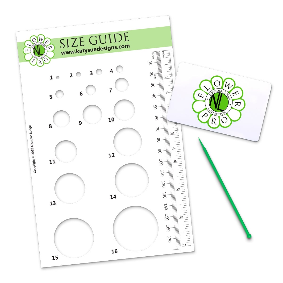 Katy Sue Mould Flower Pro Tableau des tailles / Outil / Grattoir