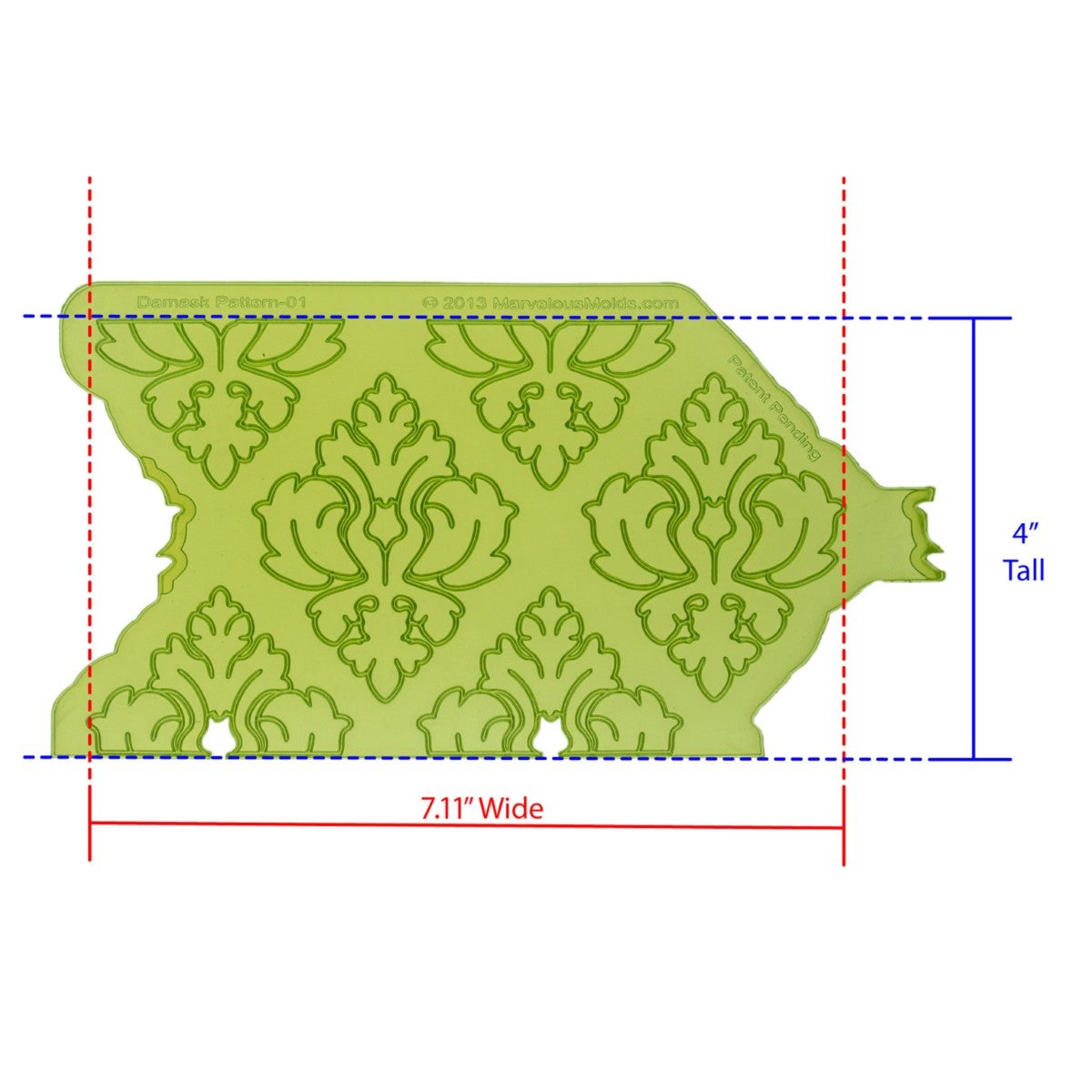 Marvelous Molds Moule en Silicone - Damask Pattern Silicone Onlay®