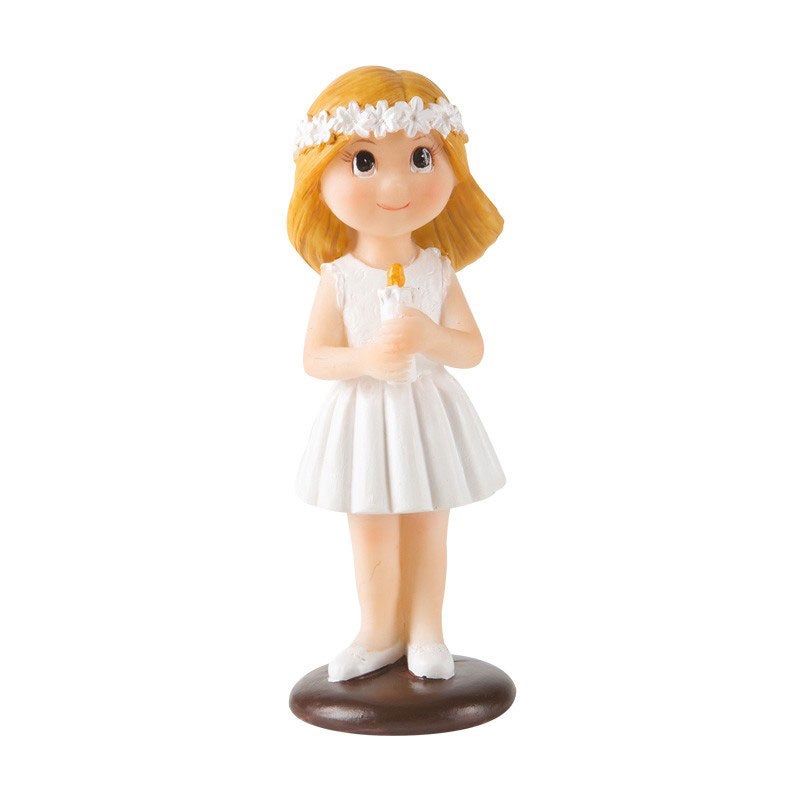 Décor Figurine Communion - Fille avec Bougie 10cm