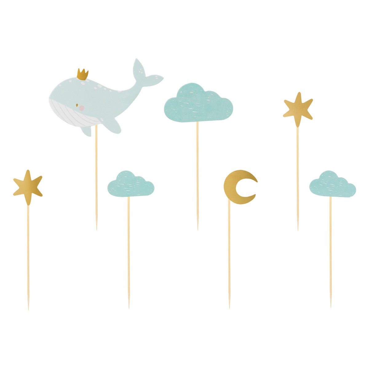 PartyDeco Cupcake Toppers - Baleine pk/7