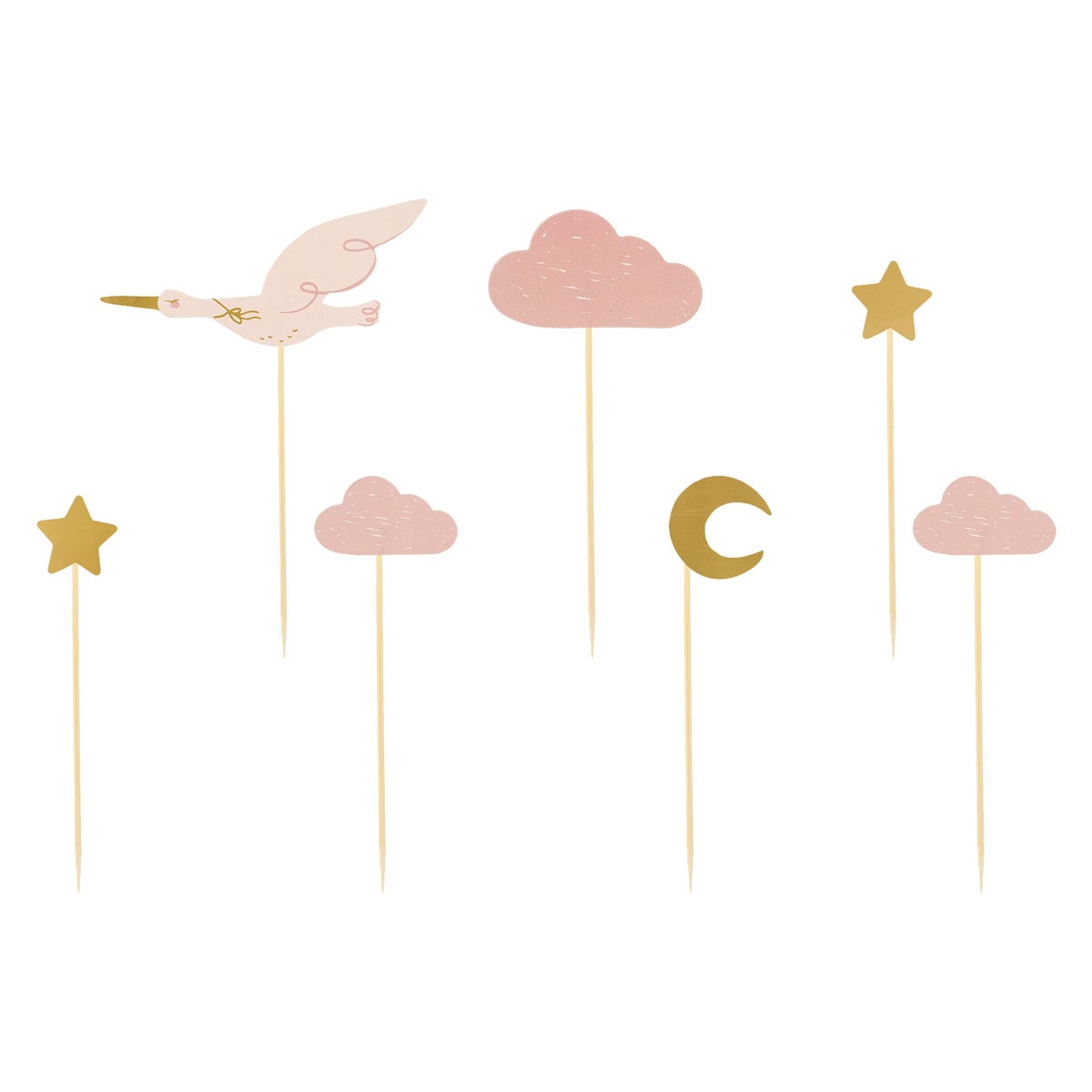 PartyDeco Cupcake Topper - Cigogne pk/7