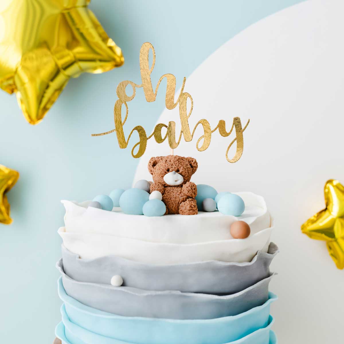PartyDeco Cake Topper Oh Baby - Or