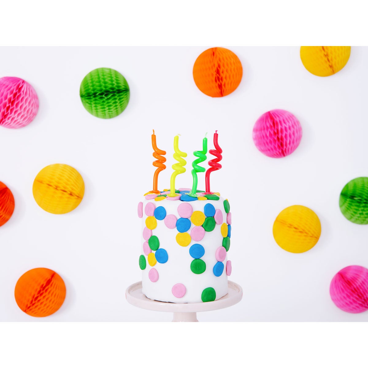 PartyDeco Bougies d'anniversaire Curl Mix 8 cm pk/4
