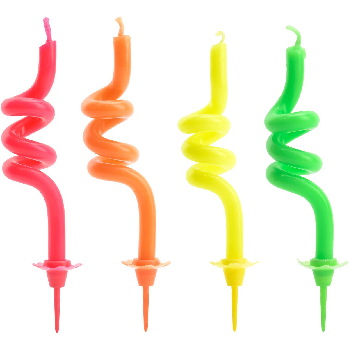 PartyDeco Bougies d'anniversaire Curl Mix 8 cm pk/4