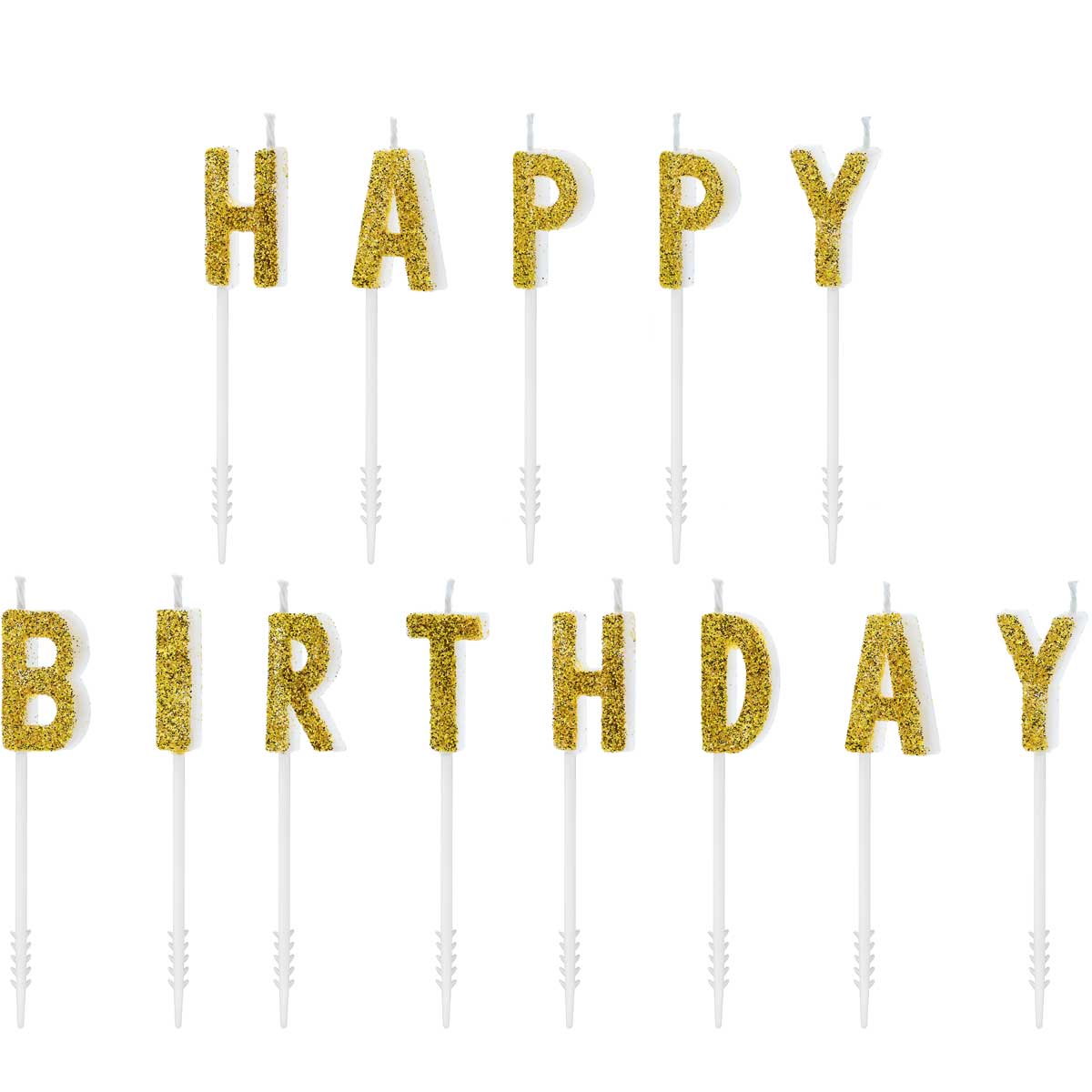 PartyDeco Bougies d'anniversaire Happy Birthday Gold Set/13