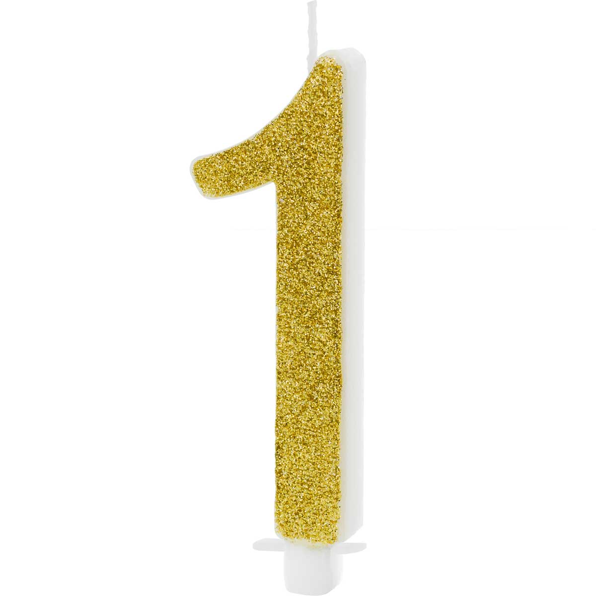 PartyDeco Bougies d'anniversaire Numéro 1 - Modern Gold