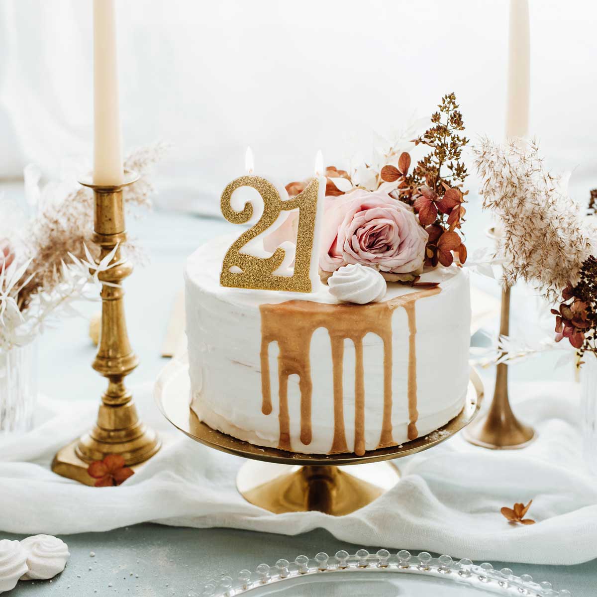 PartyDeco Bougies d'anniversaire Numéro 21 - Modern Gold