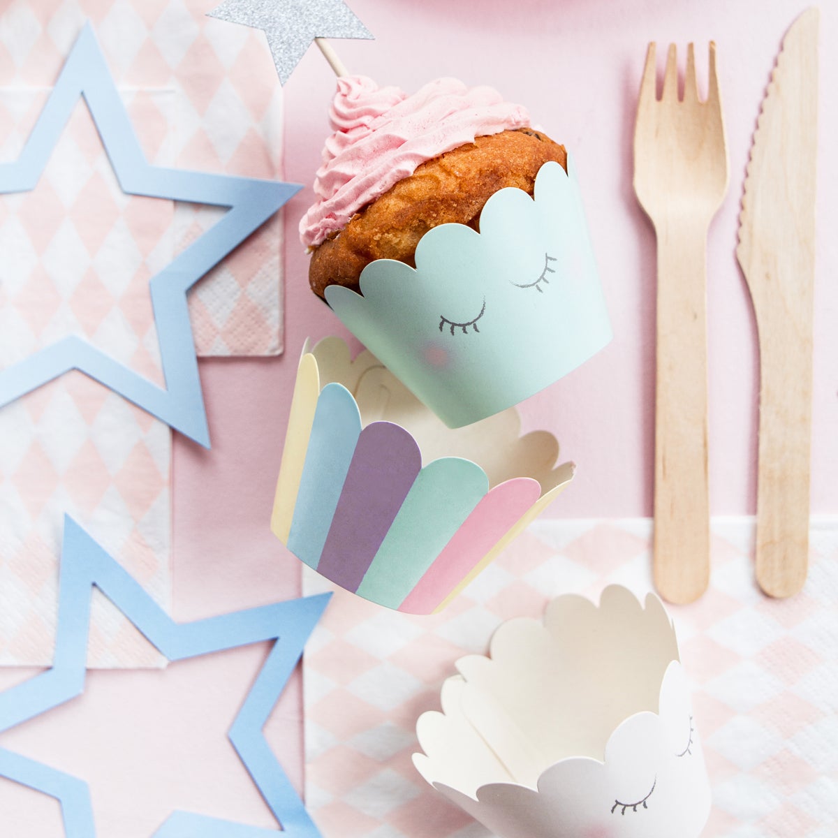 PartyDeco Caissettes à Cupcakes Licorne Set/6
