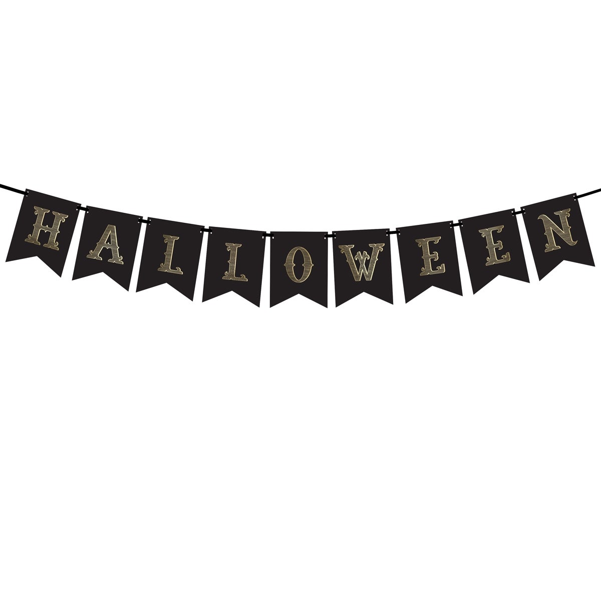 PartyDeco Banderole Fanions - Halloween, Noir