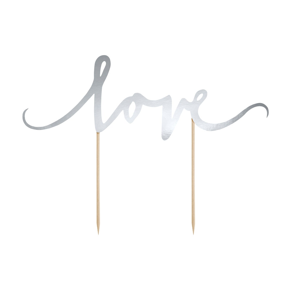 PartyDeco Cake Topper Love - Argent