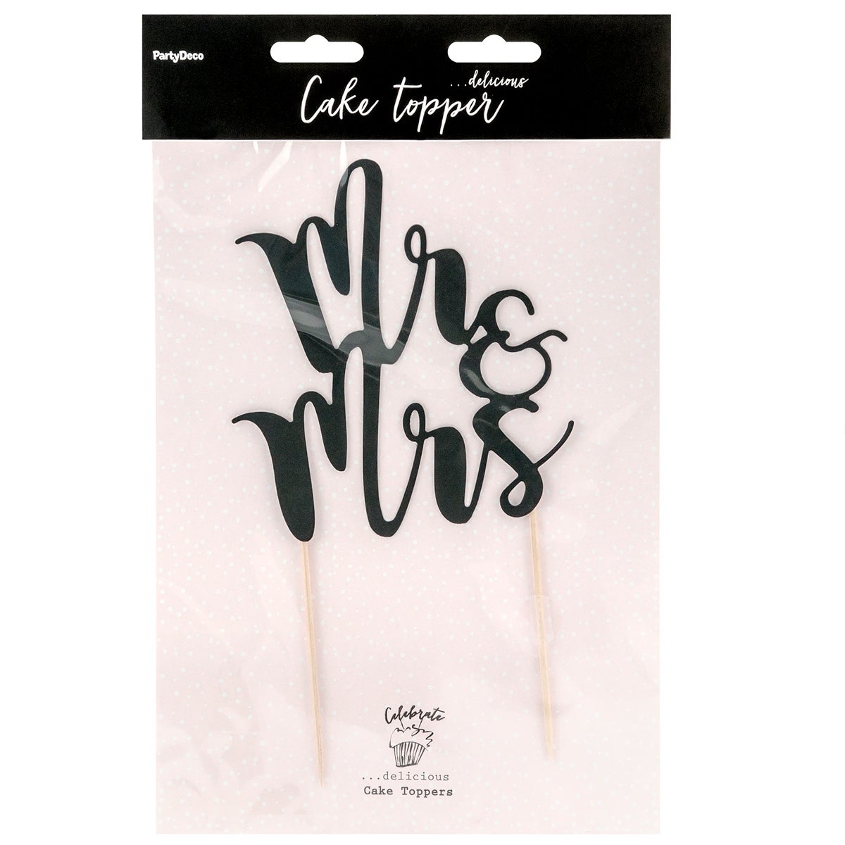 PartyDeco Cake Topper Mr&Mrs - Noir