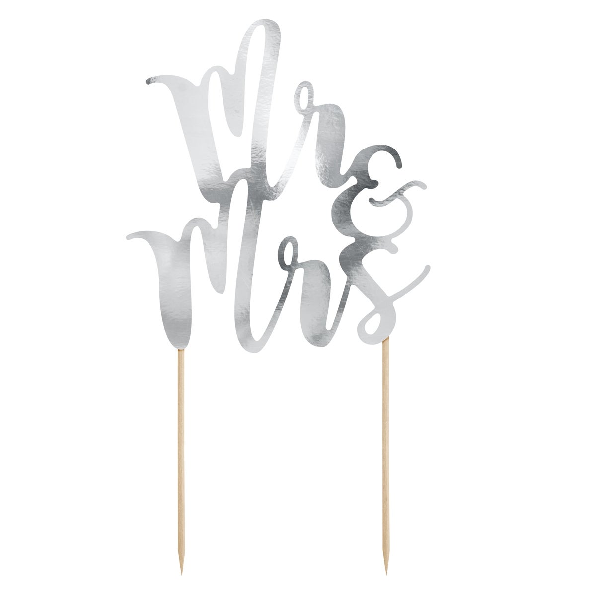 PartyDeco Cake Topper Mr&Mrs - Argent