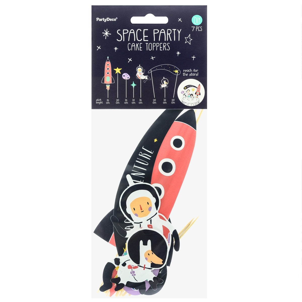 PartyDeco Cake Toppers Espace Set/7