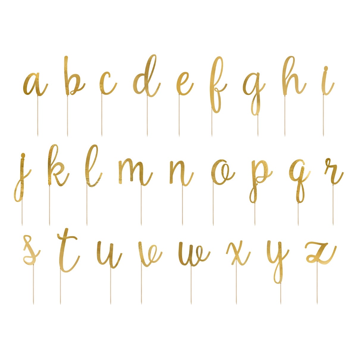 PartyDeco Cake Toppers Alphabet Gold pk/53
