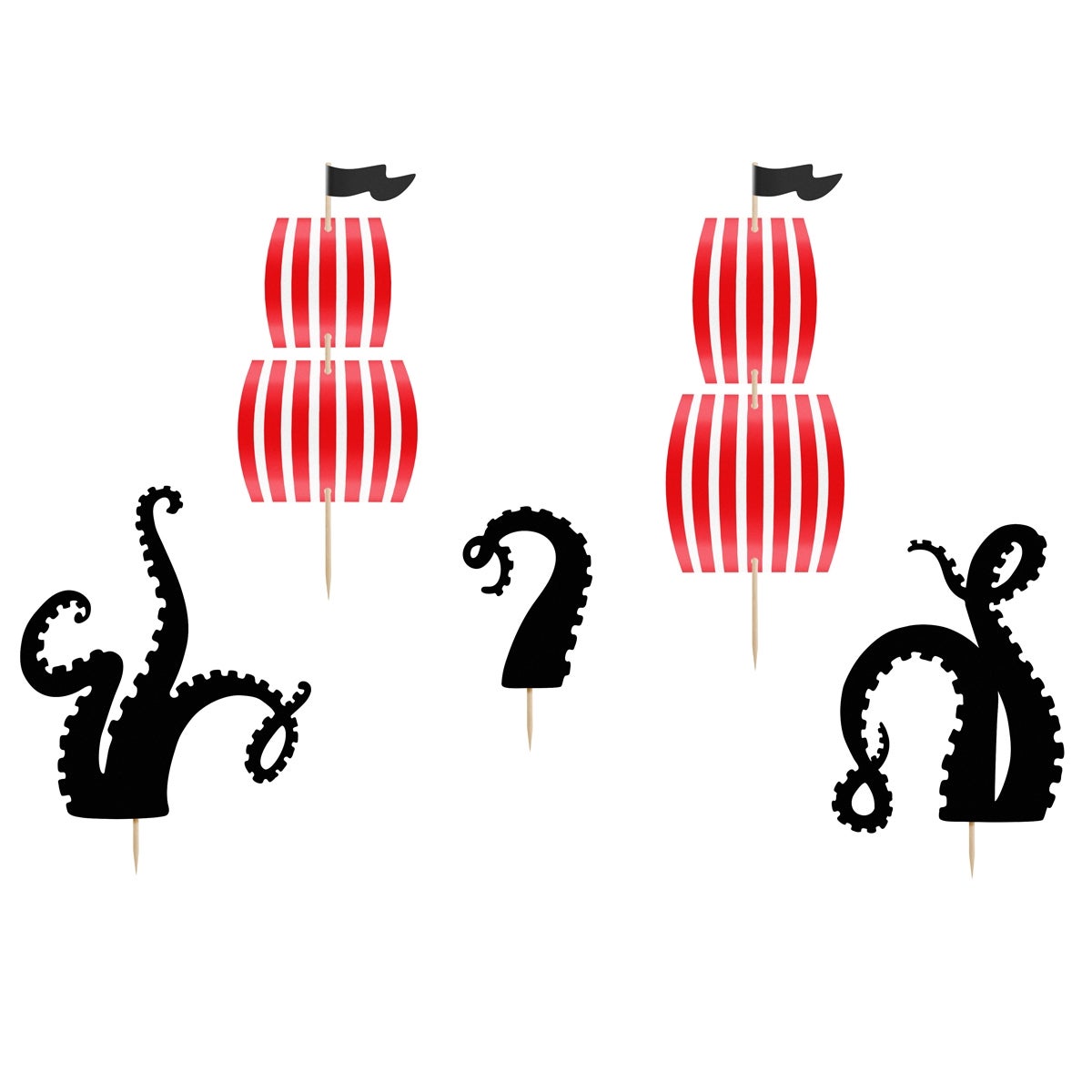 PartyDeco Cake Toppers Piraten Feest pk/5