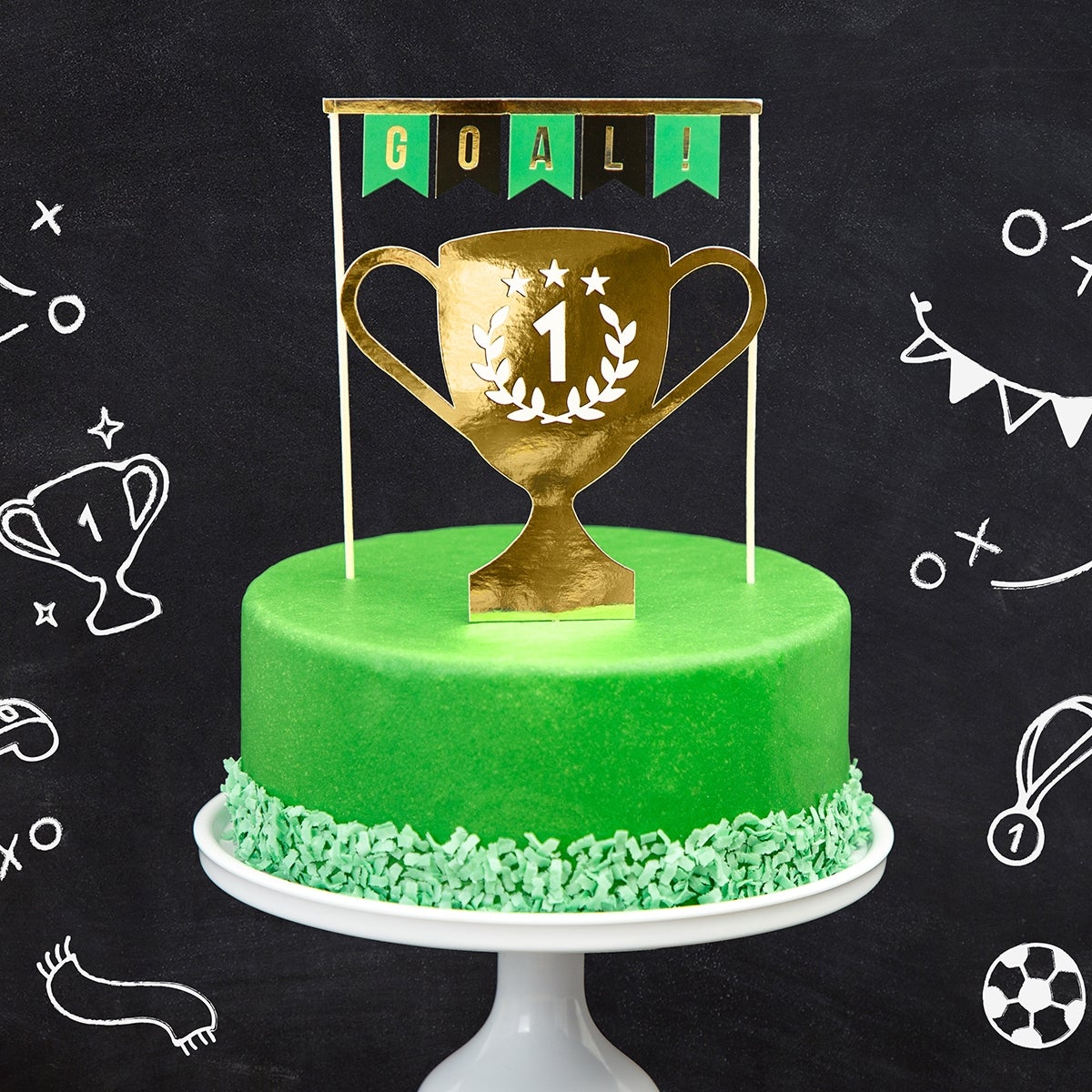 PartyDeco Cake toppers football trophy pk/2