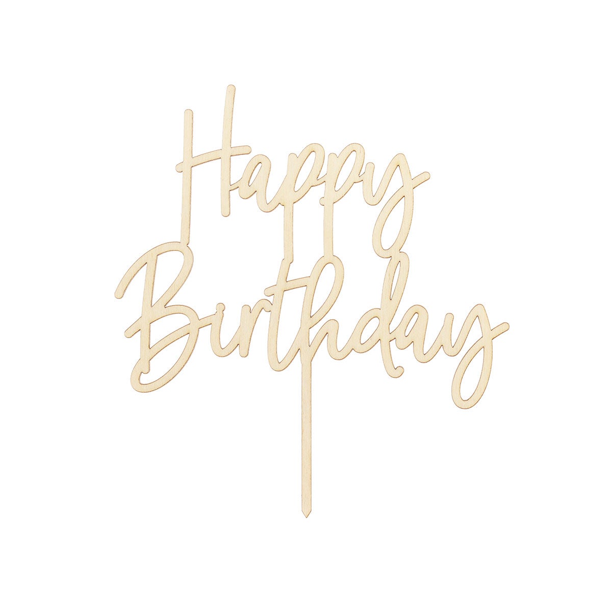 PartyDeco Bouchon de gâteau en bois Joyeux Anniversaire