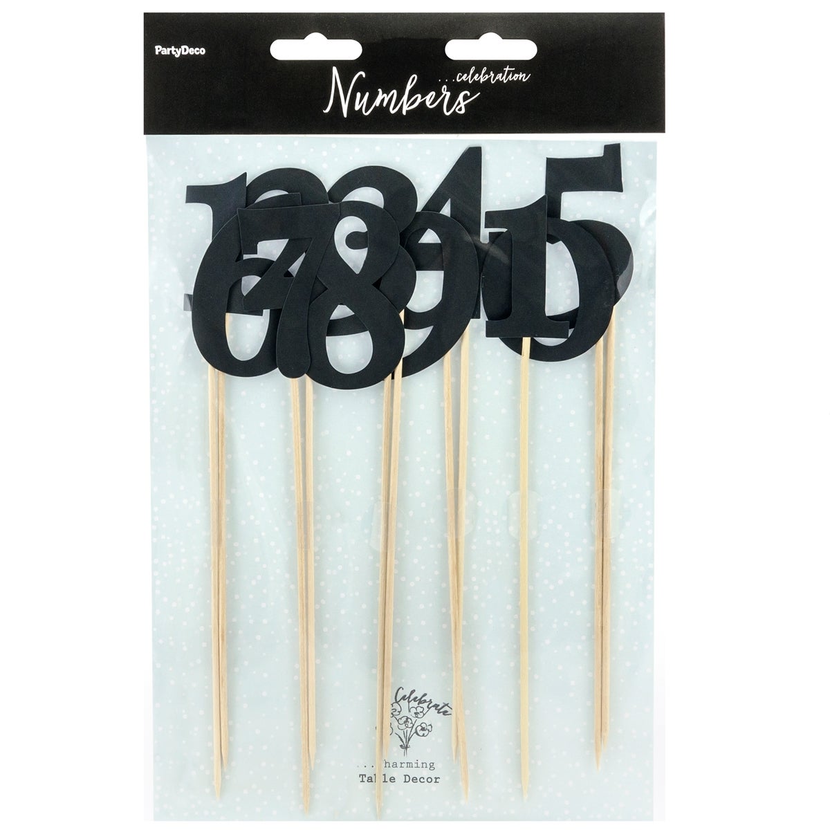 PartyDeco Cake Toppers Chiffres - Noir Set/11