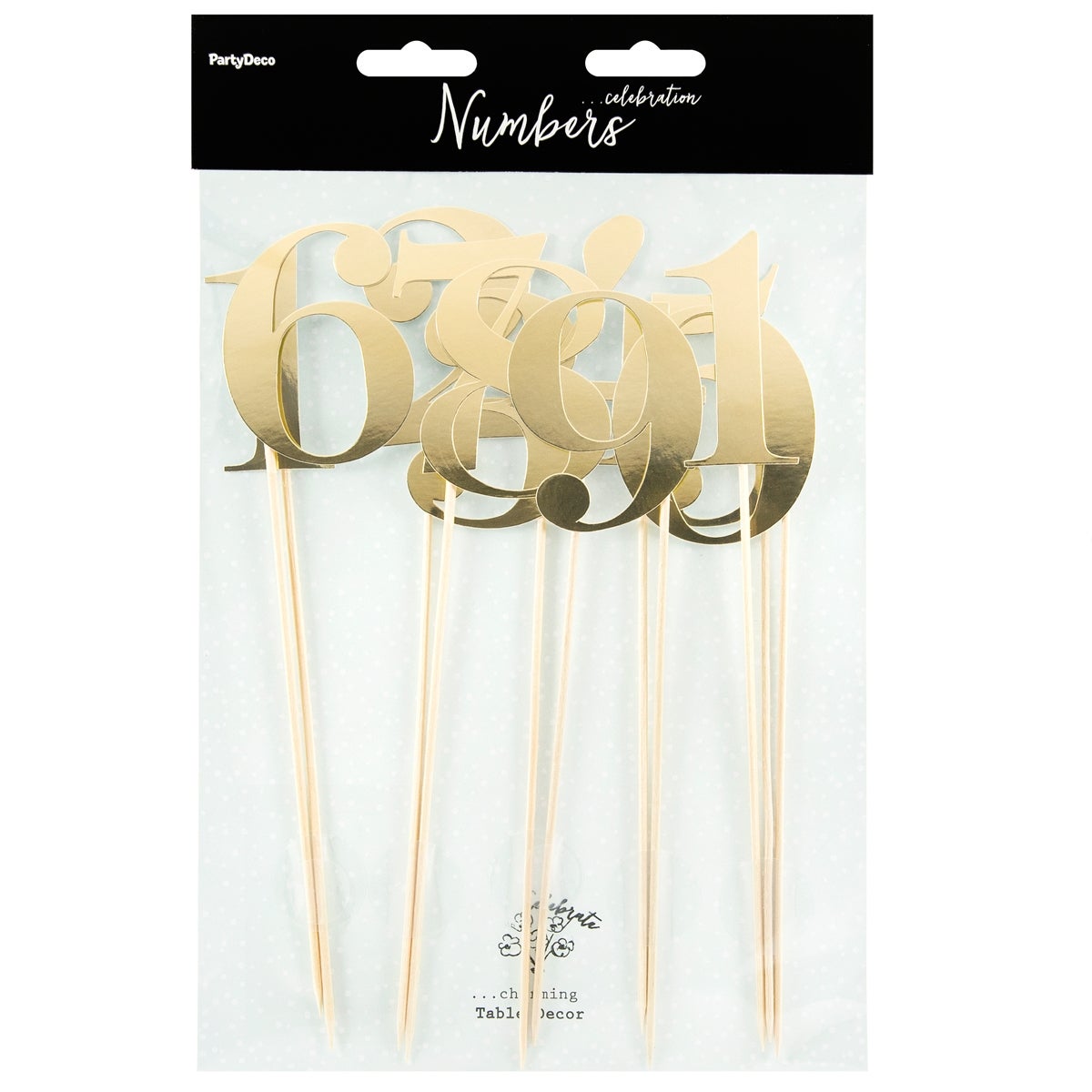PartyDeco Cake Toppers Chiffres - Or Set/11
