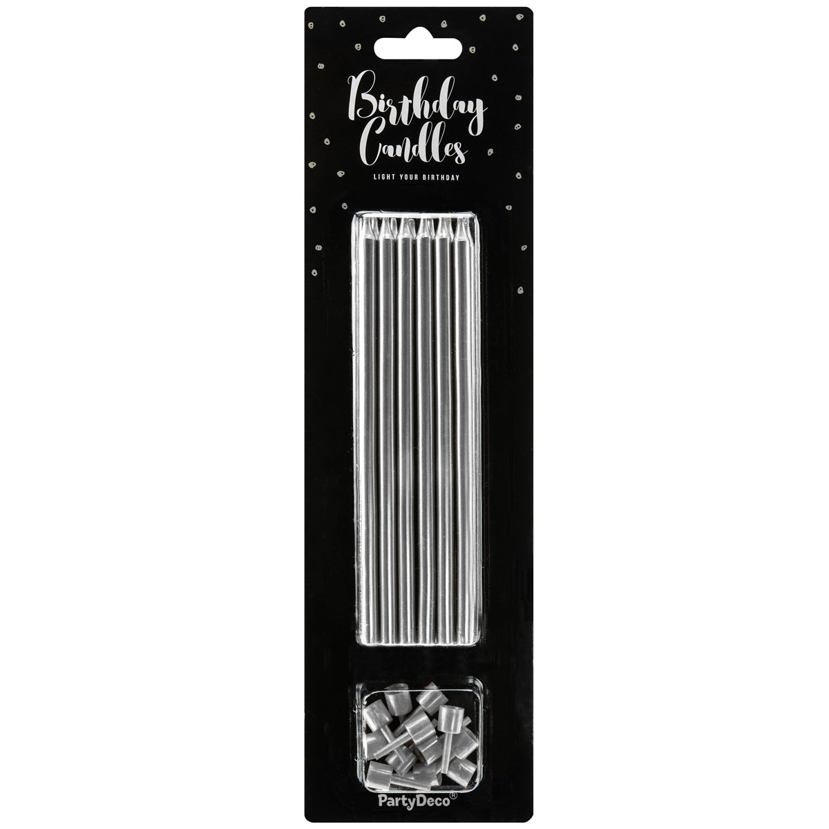 PartyDeco Bougies d’anniversaire Unies Argent 12,5cm pcs/12