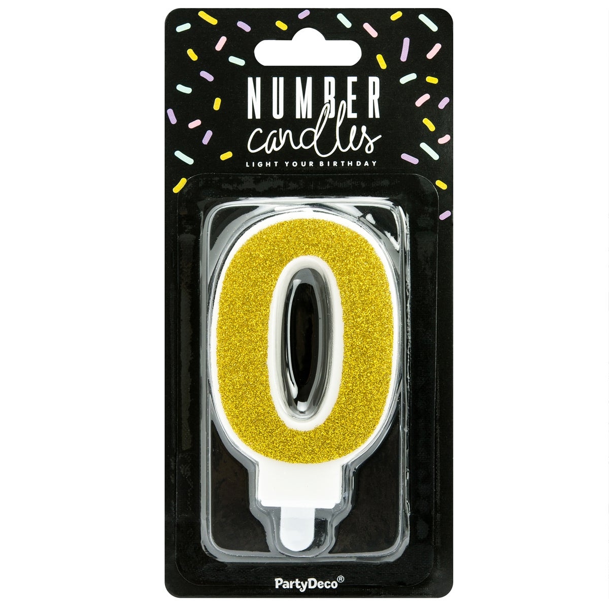 PartyDeco Bougie Anniversaire Chiffre 0 - Or