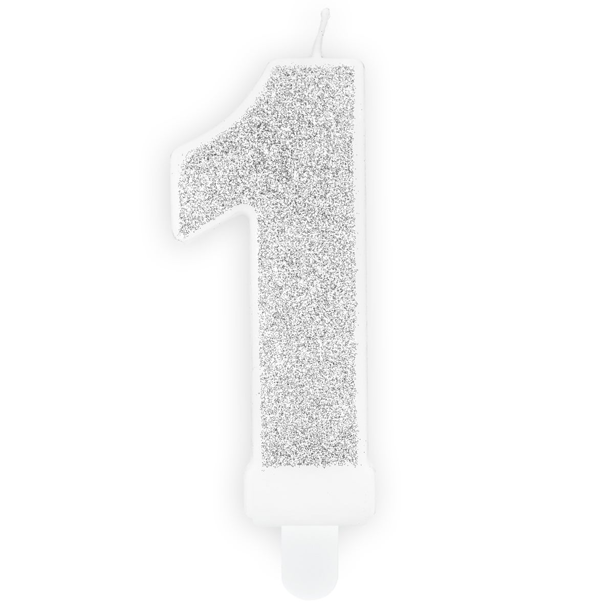 PartyDeco Bougie Anniversaire Chiffre 1 - Argent