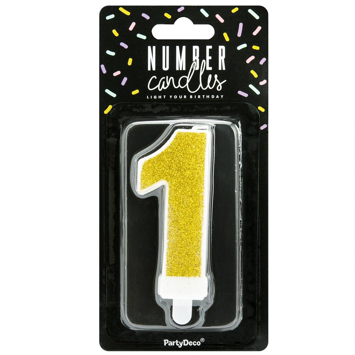 PartyDeco Bougie Anniversaire Chiffre 1 - Or