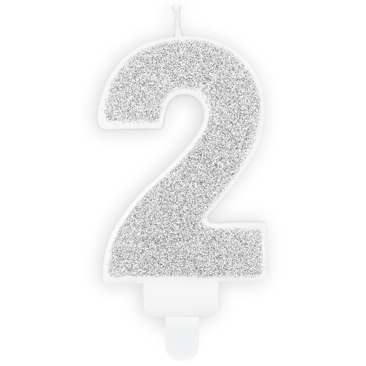 PartyDeco Bougie Anniversaire Chiffre 2 - Argent