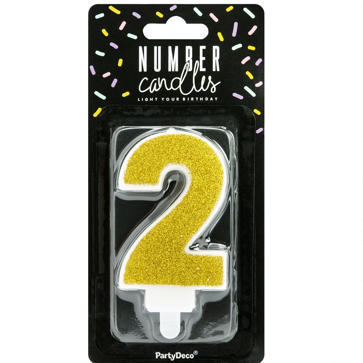 PartyDeco Bougie Anniversaire Chiffre 2 - Or