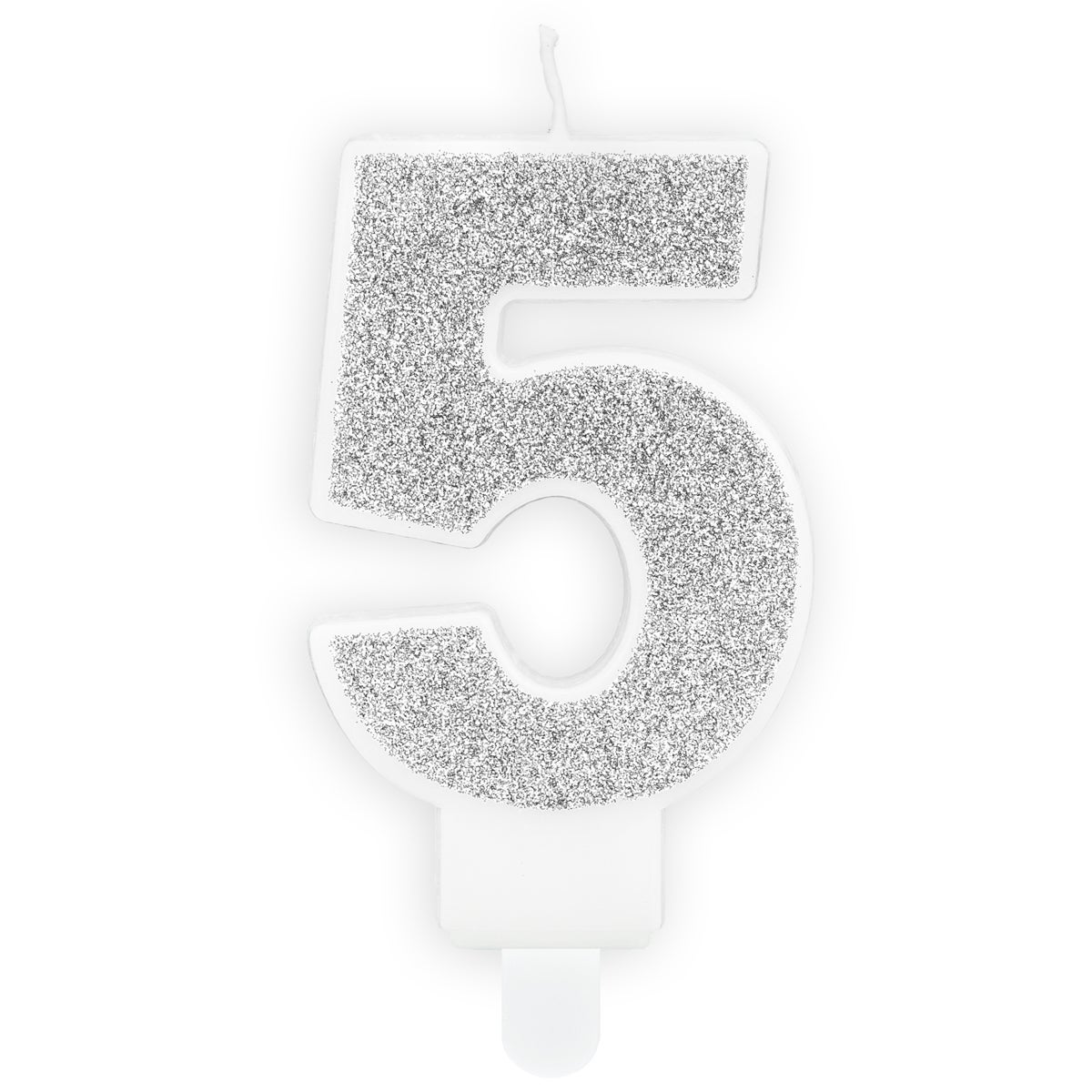 PartyDeco Bougie Anniversaire Chiffre 5 - Argent