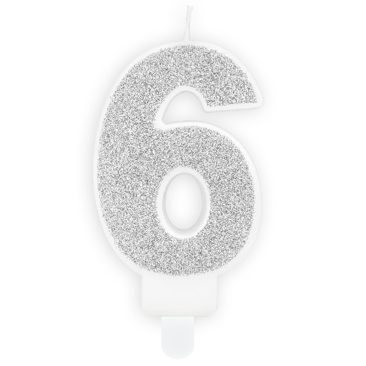 PartyDeco Bougie Anniversaire Chiffre 6 - Argent