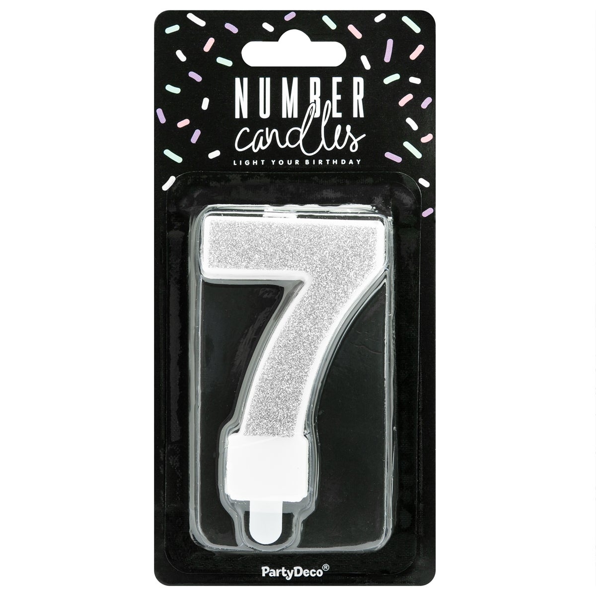 PartyDeco Bougie Anniversaire Chiffre 7 - Argent