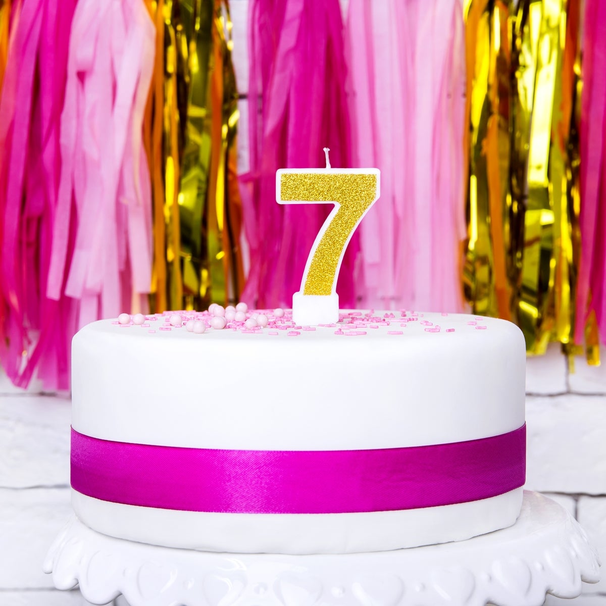PartyDeco Bougie Anniversaire Chiffre 7 - Or