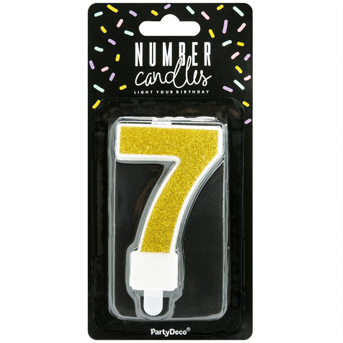 PartyDeco Bougie Anniversaire Chiffre 7 - Or