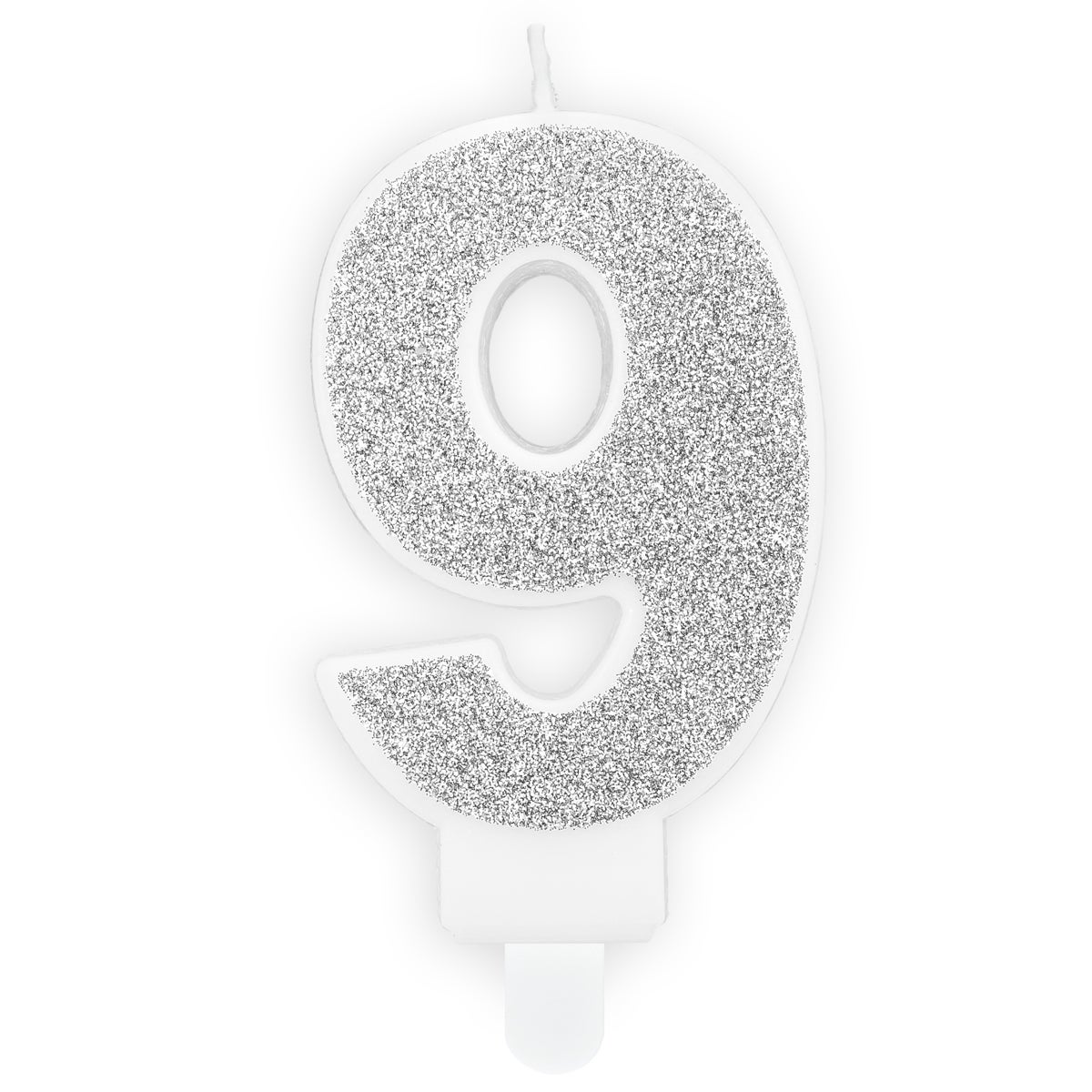 PartyDeco Bougie Anniversaire Chiffre 9 - Argent