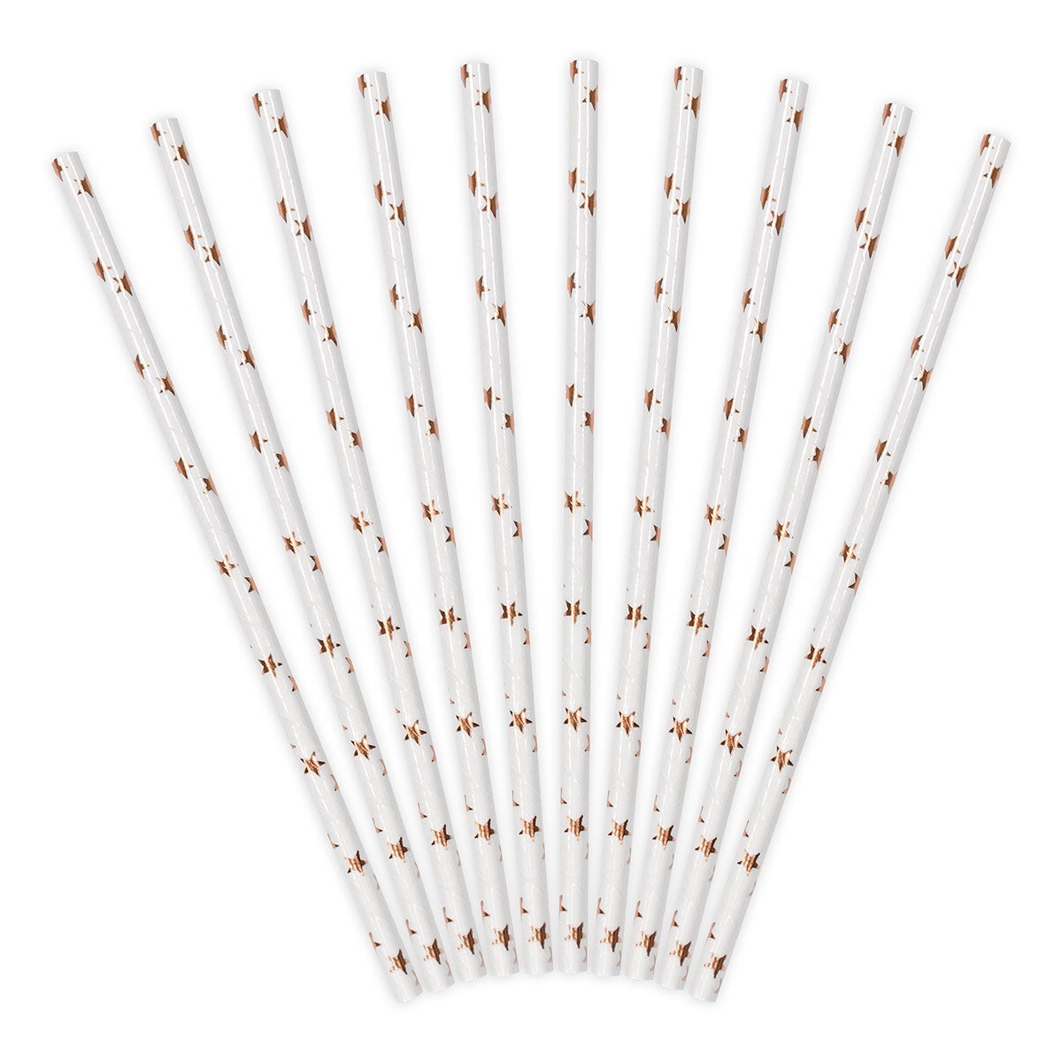 PartyDeco pailles en papier étoiles or rose pk/10