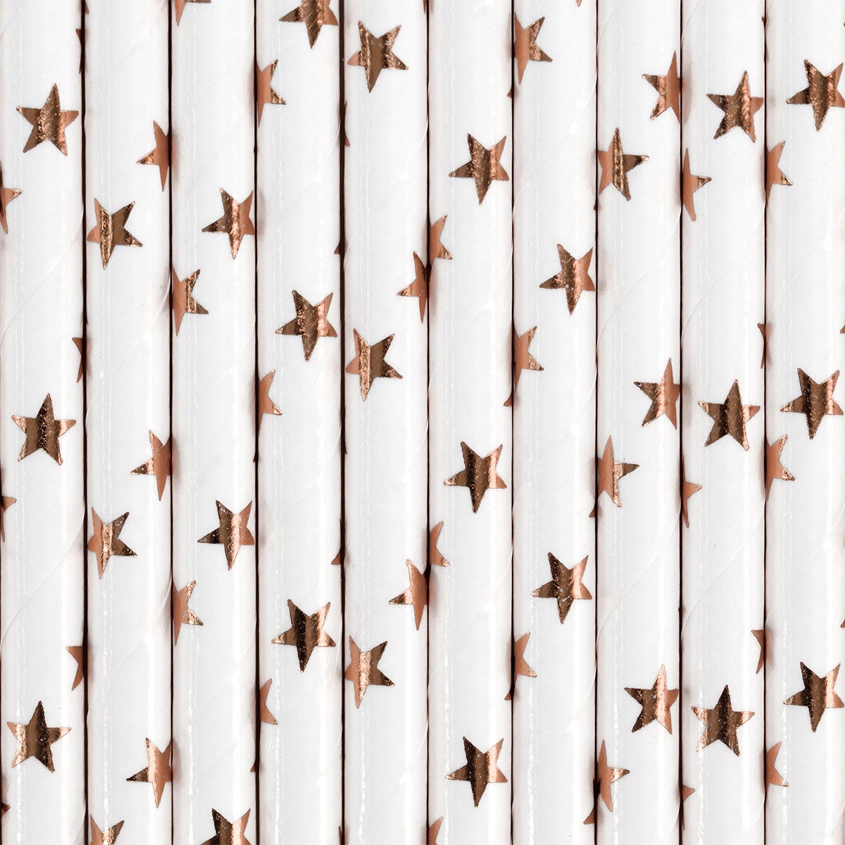 PartyDeco pailles en papier étoiles or rose pk/10